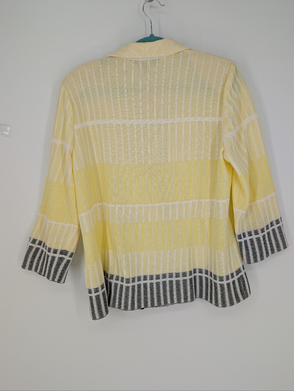 Ming Wang Textured Knit Jacket Yellow White Black Acrylic Large - Picture 4 of 6
